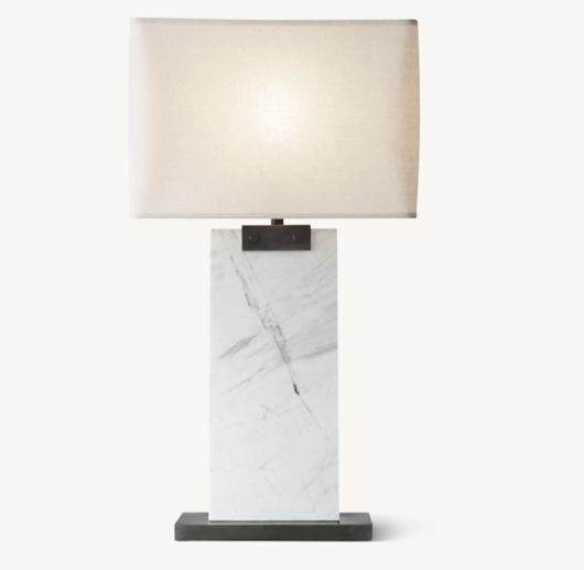 RECTANGULAR COLUMN MARBLE TABLE LAMP
