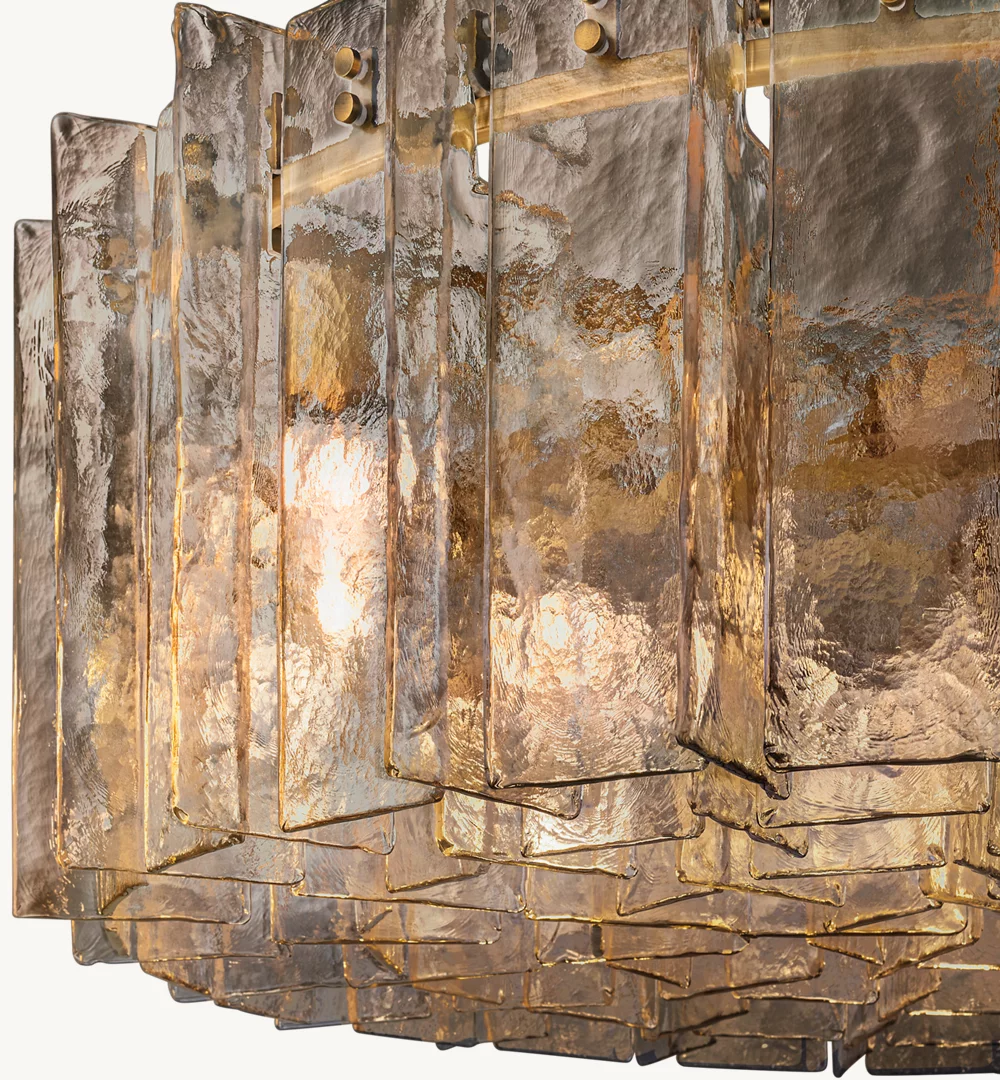 LATTICE SMOKE GLASS ROUND CHANDELIER 48