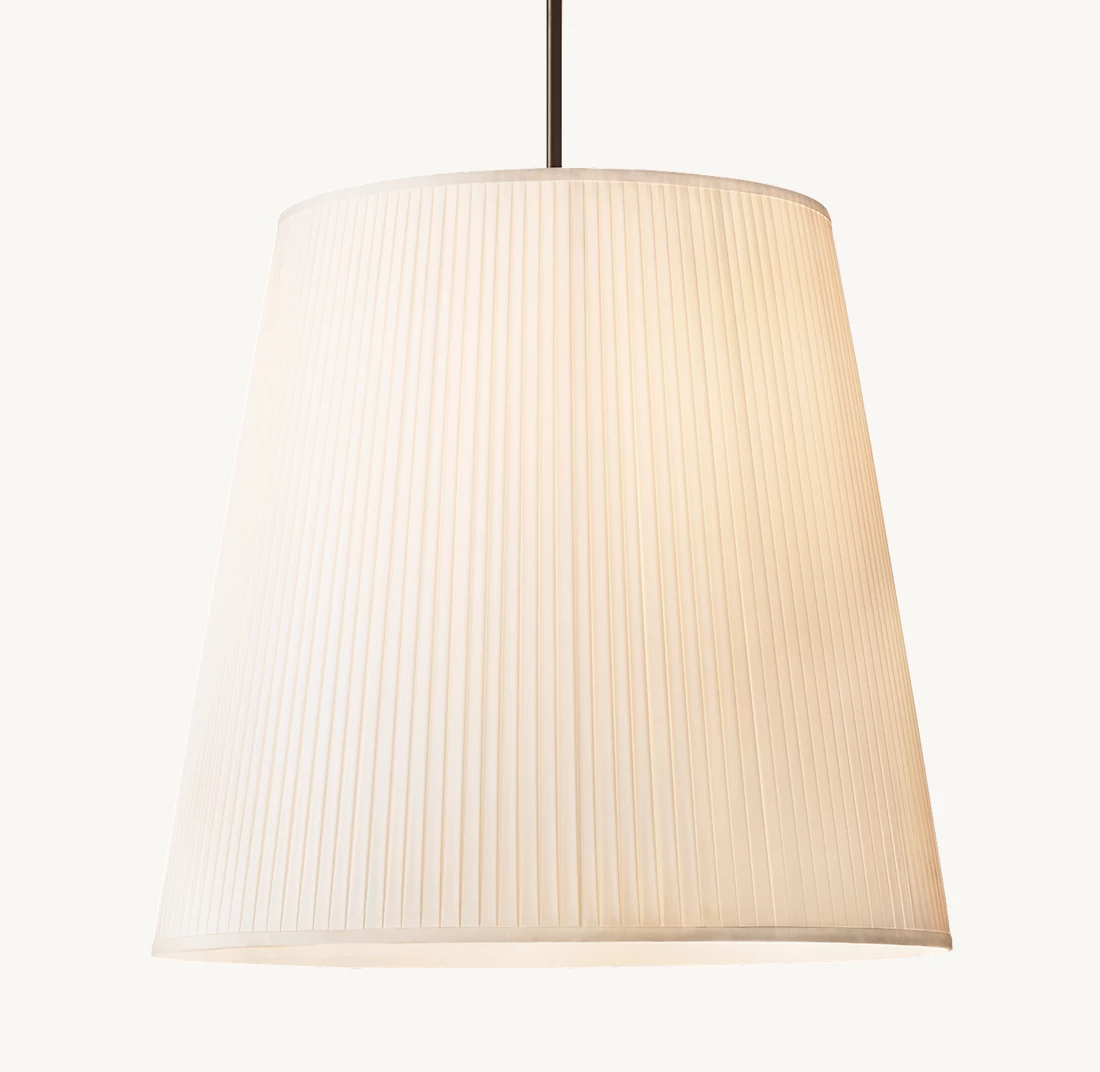REED WHITE PLEATED BARREL PENDANT - Finish Options, Fabric Options