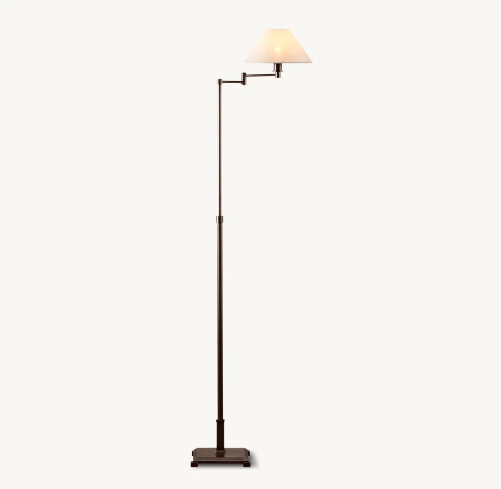 PETITE CANDLESTICK LINEN SHADE SWING-ARM FLOOR LAMP - Image 2