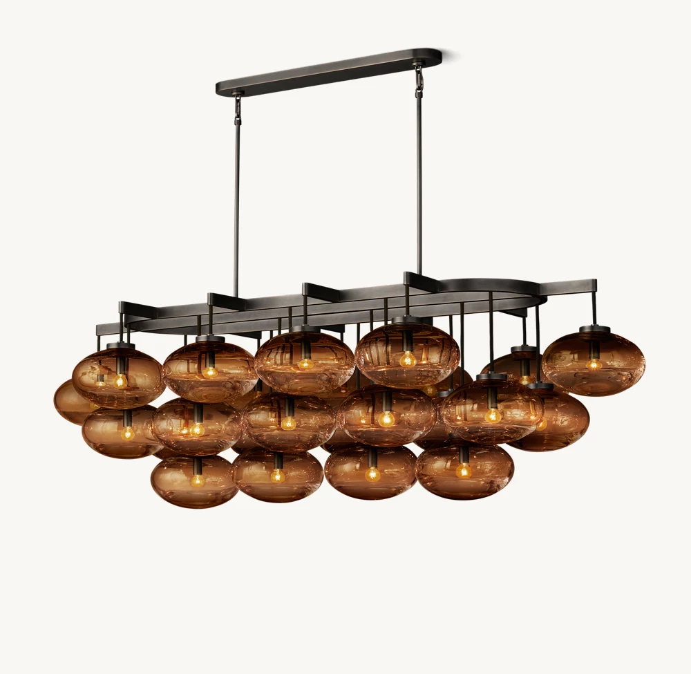 CABRETTE AMBER GLASS LINEAR CHANDELIER 72