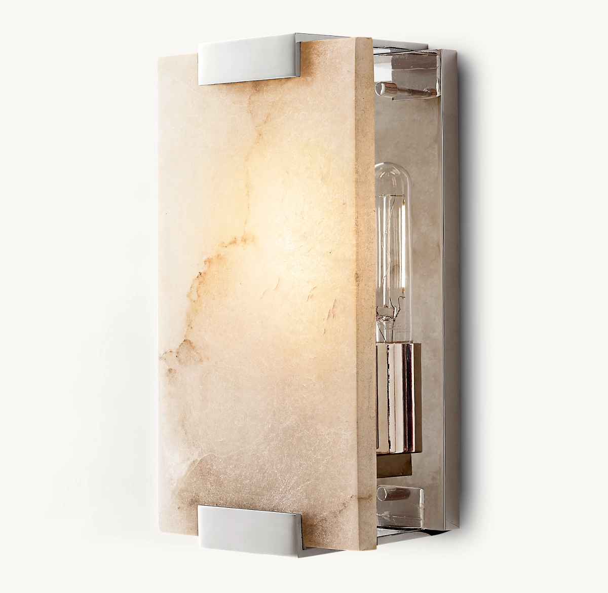 HAND-CARVED ALABASTER SCONCE - Polished Nickel