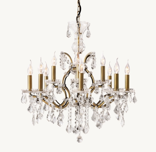 19TH C. ROCOCO IRON & CRYSTAL ROUND CHANDELIER 28