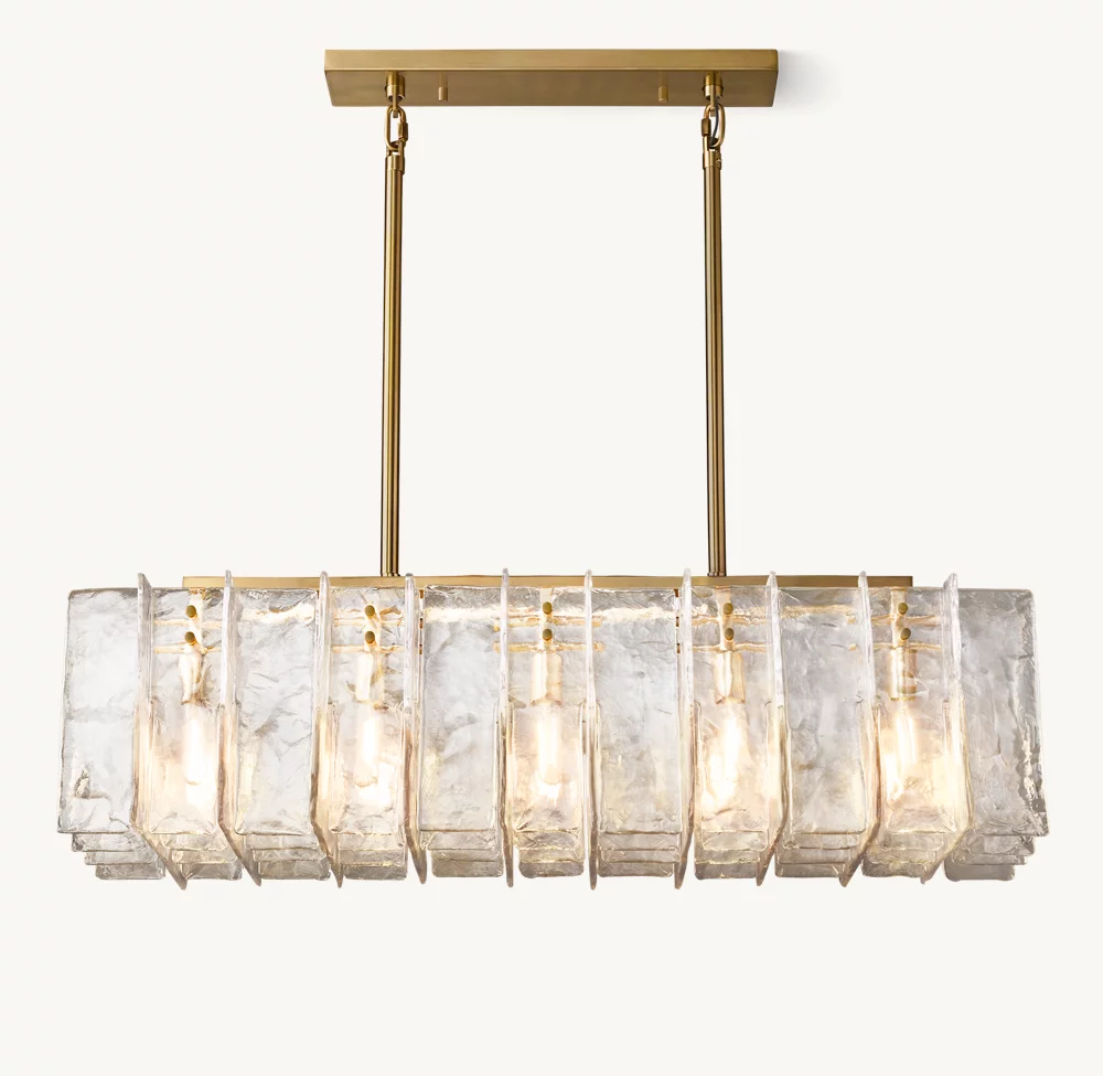 LATTICE CLEAR GLASS RECTANGULAR CHANDELIER 49