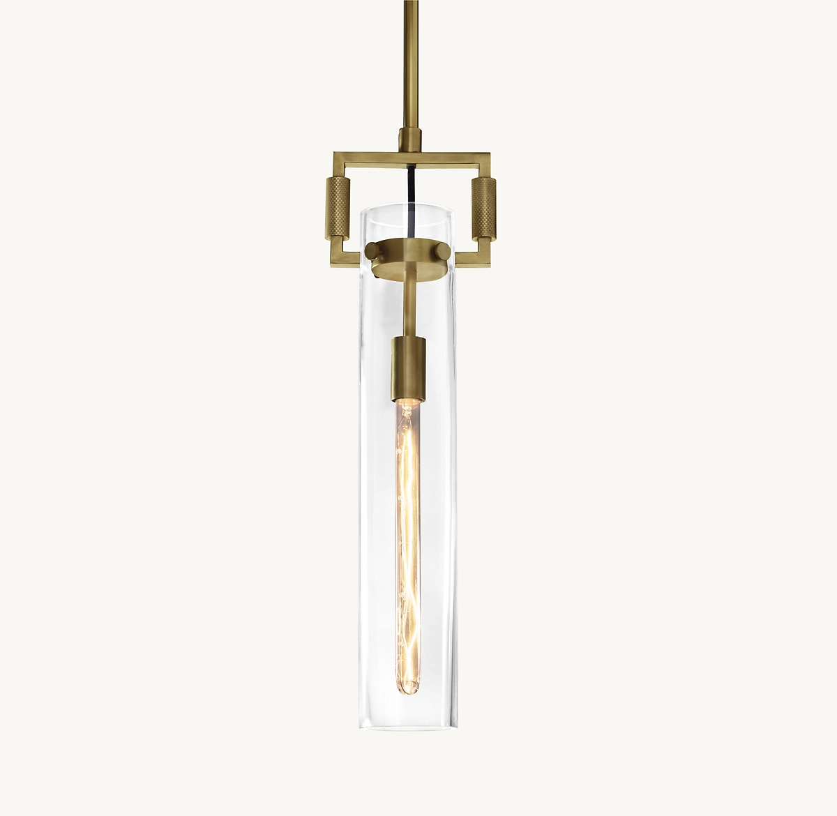 MACHINIST GLASS CYLINDER PENDANT - Lacquered Burnished Brass