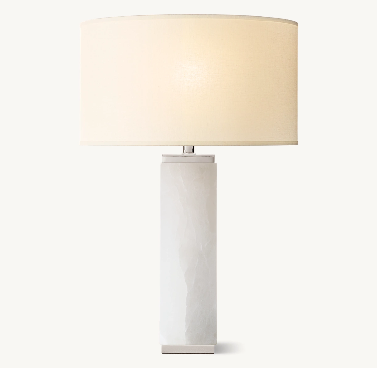 SQUARE COLUMN ALABASTER TABLE LAMP - Polished Nickel