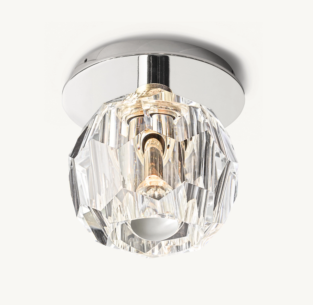 BOULE DE CRISTAL CLEAR GLASS PETITE FLUSHMOUNT - Polished Nickel