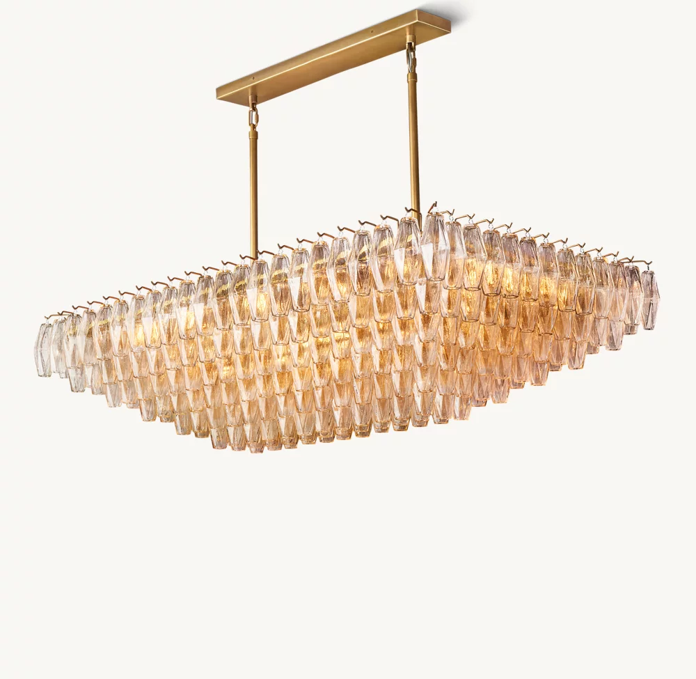 CHIARA CLEAR GLASS TIERED RECTANGULAR CHANDELIER 54