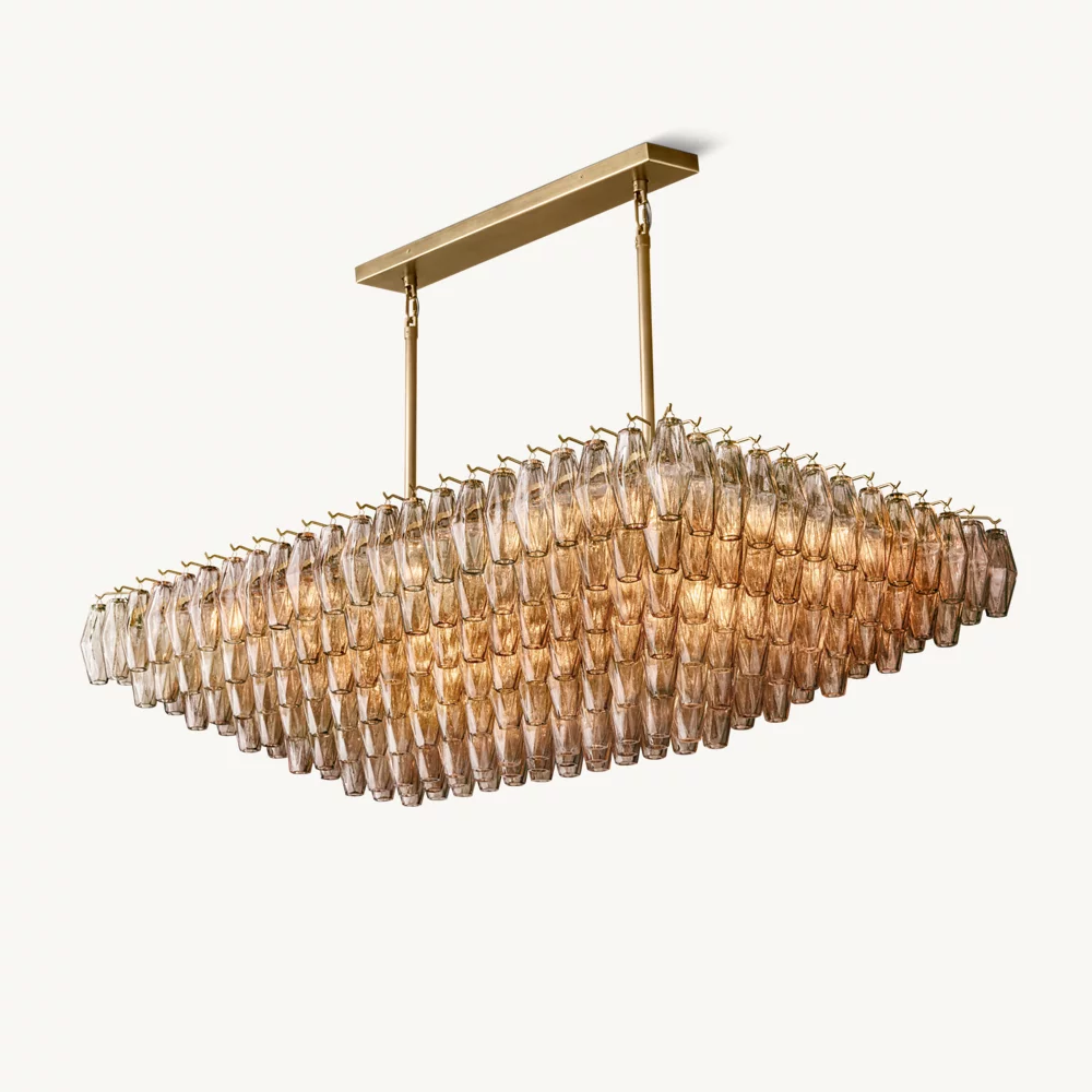 CHIARA SMOKE GLASS TIERED RECTANGULAR CHANDELIER 54