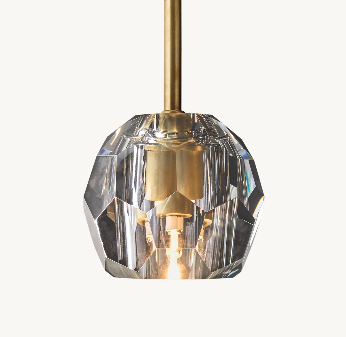 BOULE DE CRISTAL SMOKE GLASS ROD PENDANT - Lacquered Burnished Brass