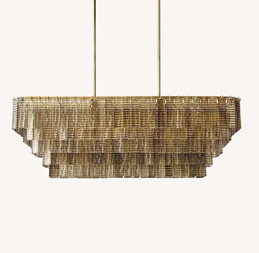 SIRENE SMOKE GLASS RECTANGULAR CHANDELIER 59