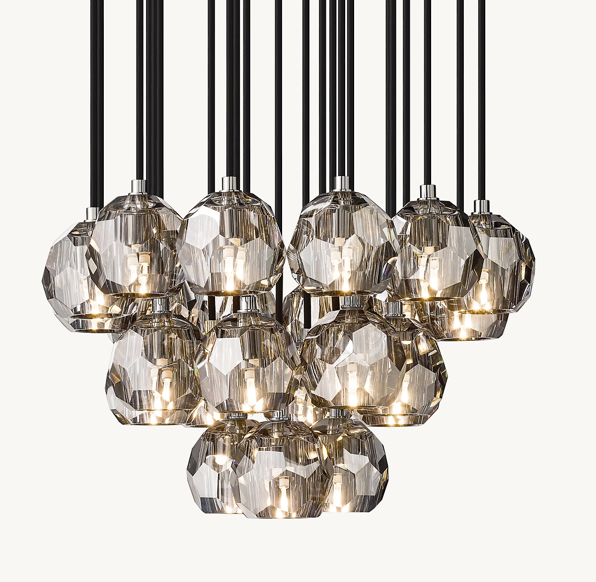 BOULE DE CRISTAL SMOKE GLASS ROUND CLUSTER CHANDELIER 24