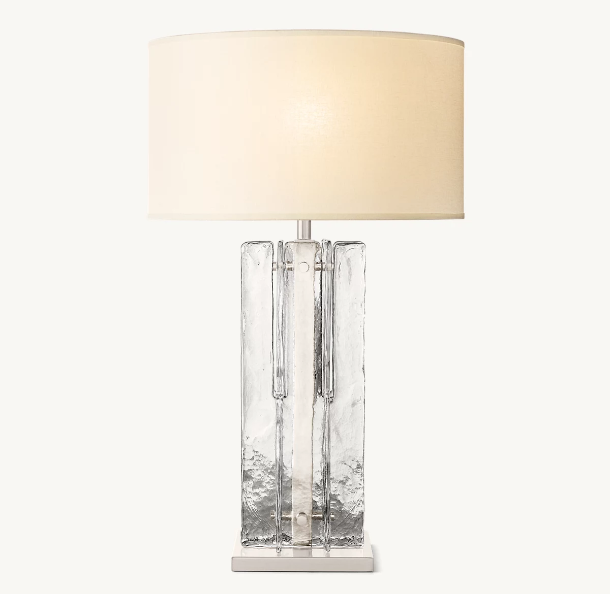 LATTICE CLEAR GLASS TABLE LAMP - Satin Nickel