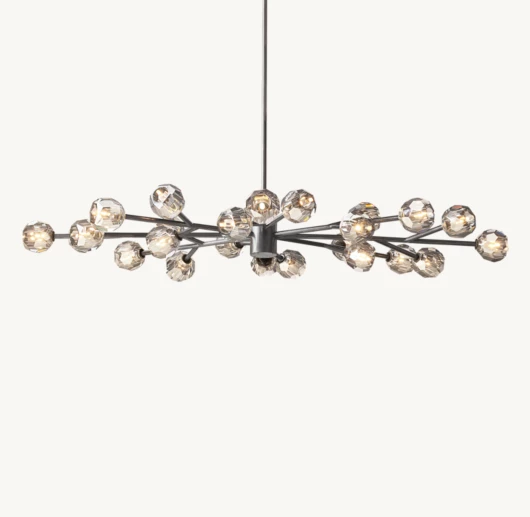 BOULE DE CRISTAL SMOKE GLASS OVAL CHANDELIER 72