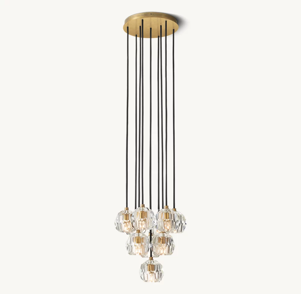 BOULE DE CRISTAL CLEAR GLASS ROUND CLUSTER CHANDELIER 14