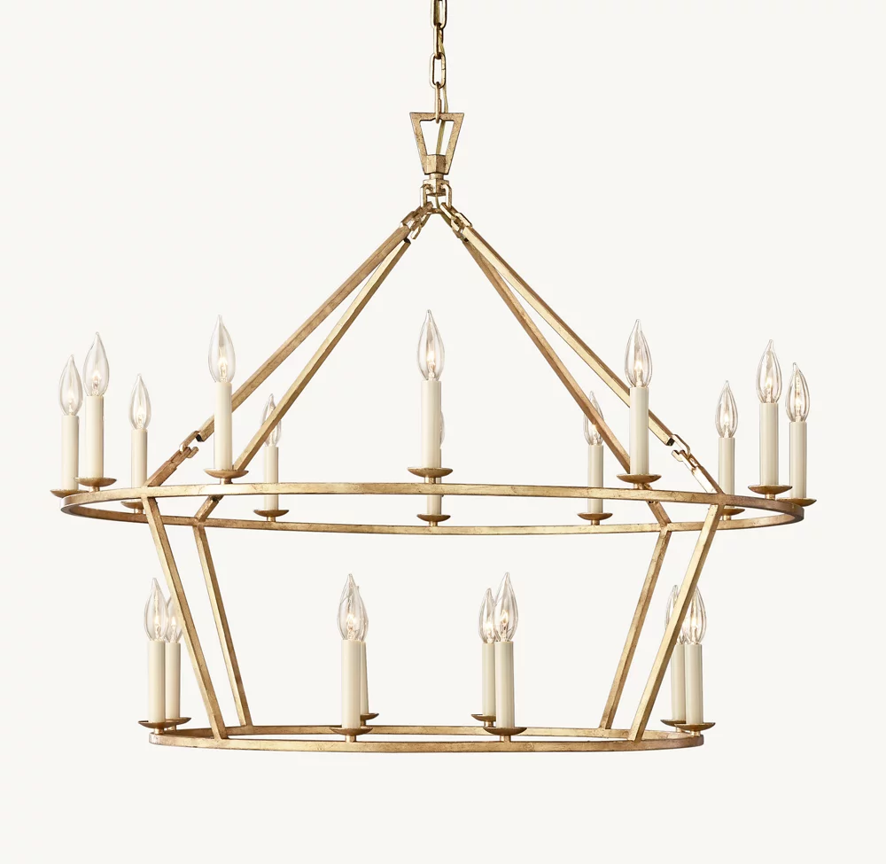 19TH C. ENGLISH OPENWORK TWO-TIER ROUND CHANDELIER 40