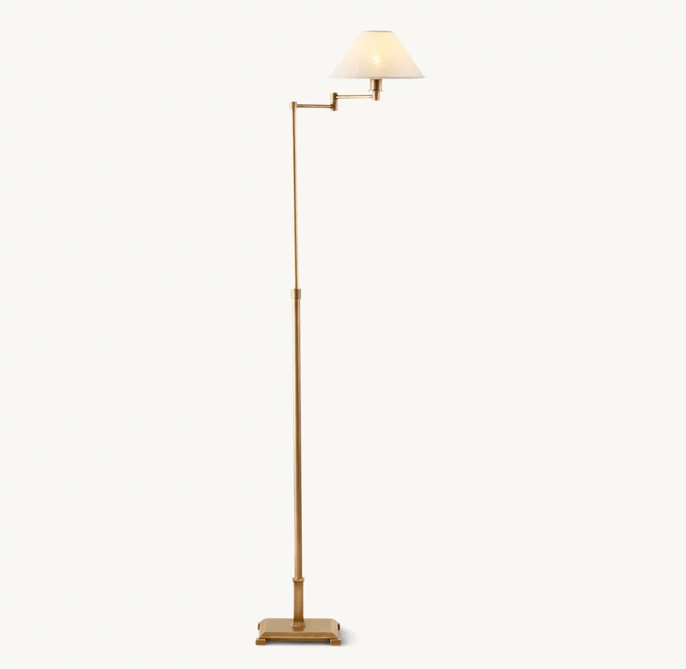 PETITE CANDLESTICK LINEN SHADE SWING-ARM FLOOR LAMP - Image 2