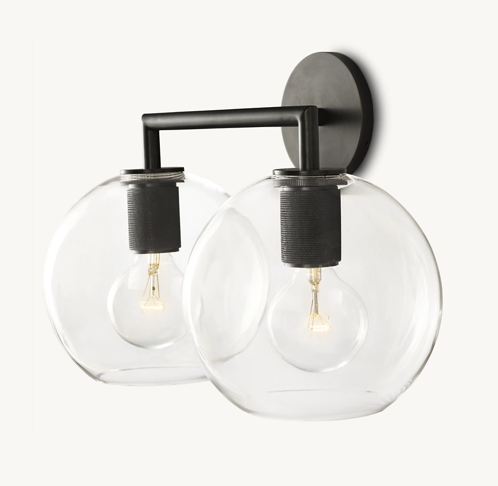 UTILITAIRE GLOBE SHADE DOUBLE SCONCE - Image 1
