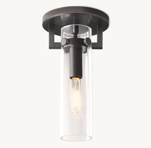 MACHINIST GLASS CYLINDER FLUSHMOUNT