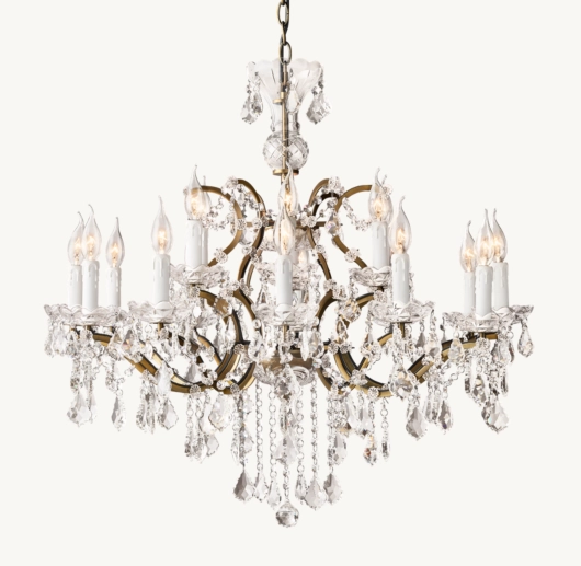 19TH C. ROCOCO IRON & CRYSTAL ROUND CHANDELIER 33