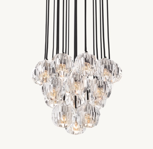 BOULE DE CRISTAL CLEAR GLASS ROUND CLUSTER CHANDELIER 19