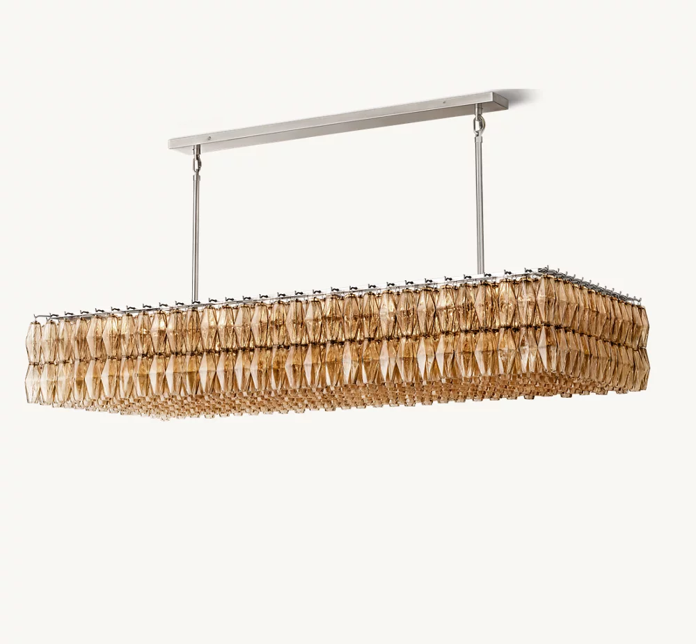 CHIARA SMOKE GLASS RECTANGULAR CHANDELIER 74