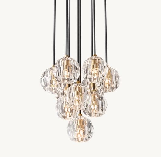 BOULE DE CRISTAL CLEAR GLASS ROUND CLUSTER CHANDELIER 14