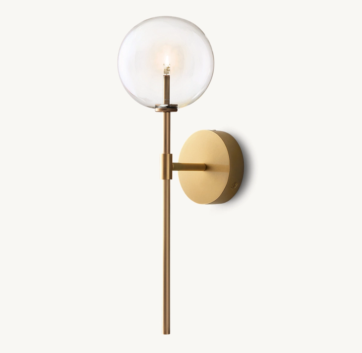 GLASS GLOBE SCONCE - Lacquered Burnished Brass