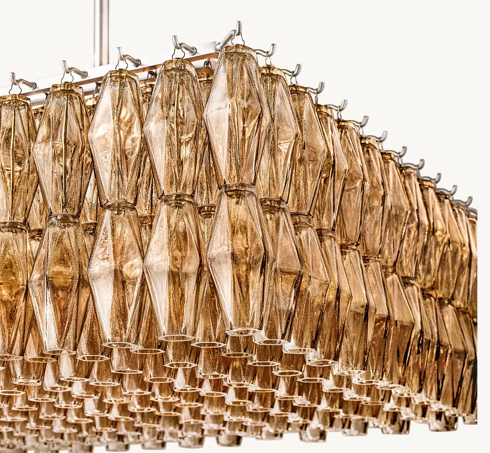 CHIARA SMOKE GLASS RECTANGULAR CHANDELIER 74