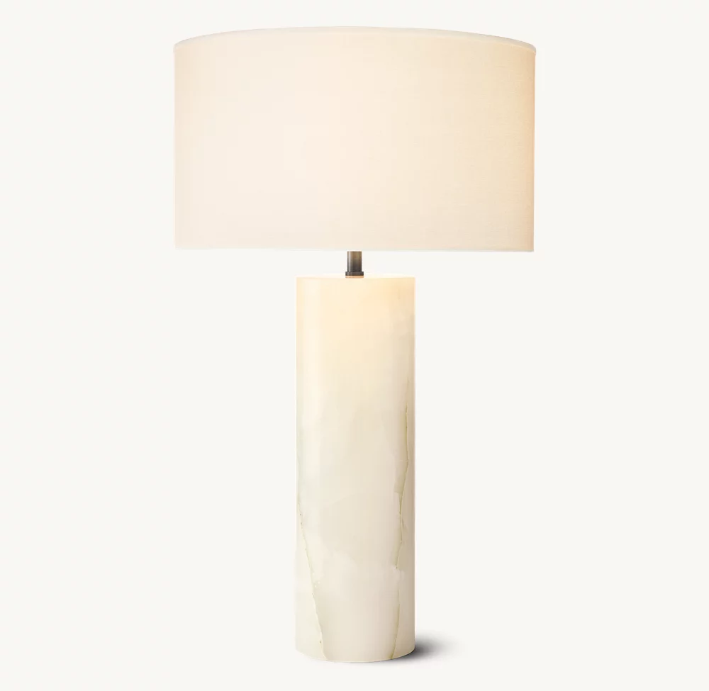 Sarezzo Cylindrical Stone Table Lamp