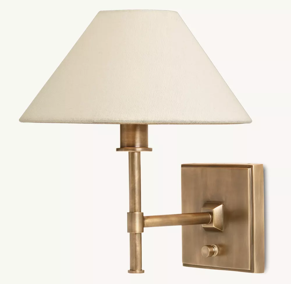 PETITE CANDLESTICK LINEN SHADE SCONCE - Image 1