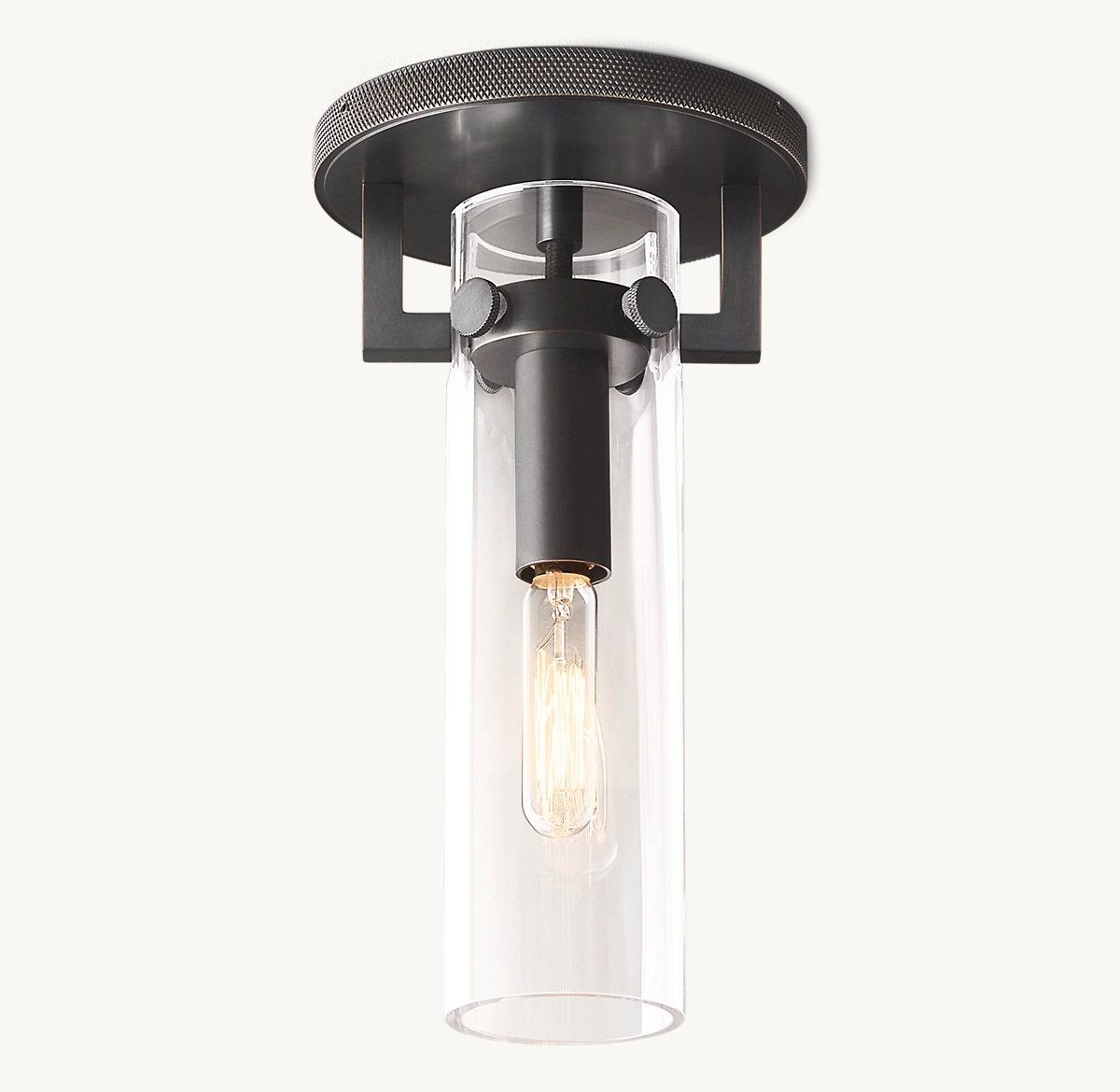 MACHINIST GLASS CYLINDER FLUSHMOUNT - Bronze