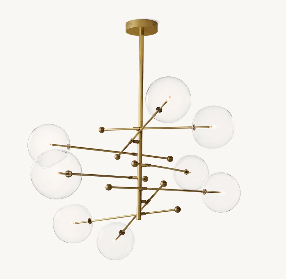 GLASS GLOBE MOBILE EIGHT-ARM CHANDELIER 79