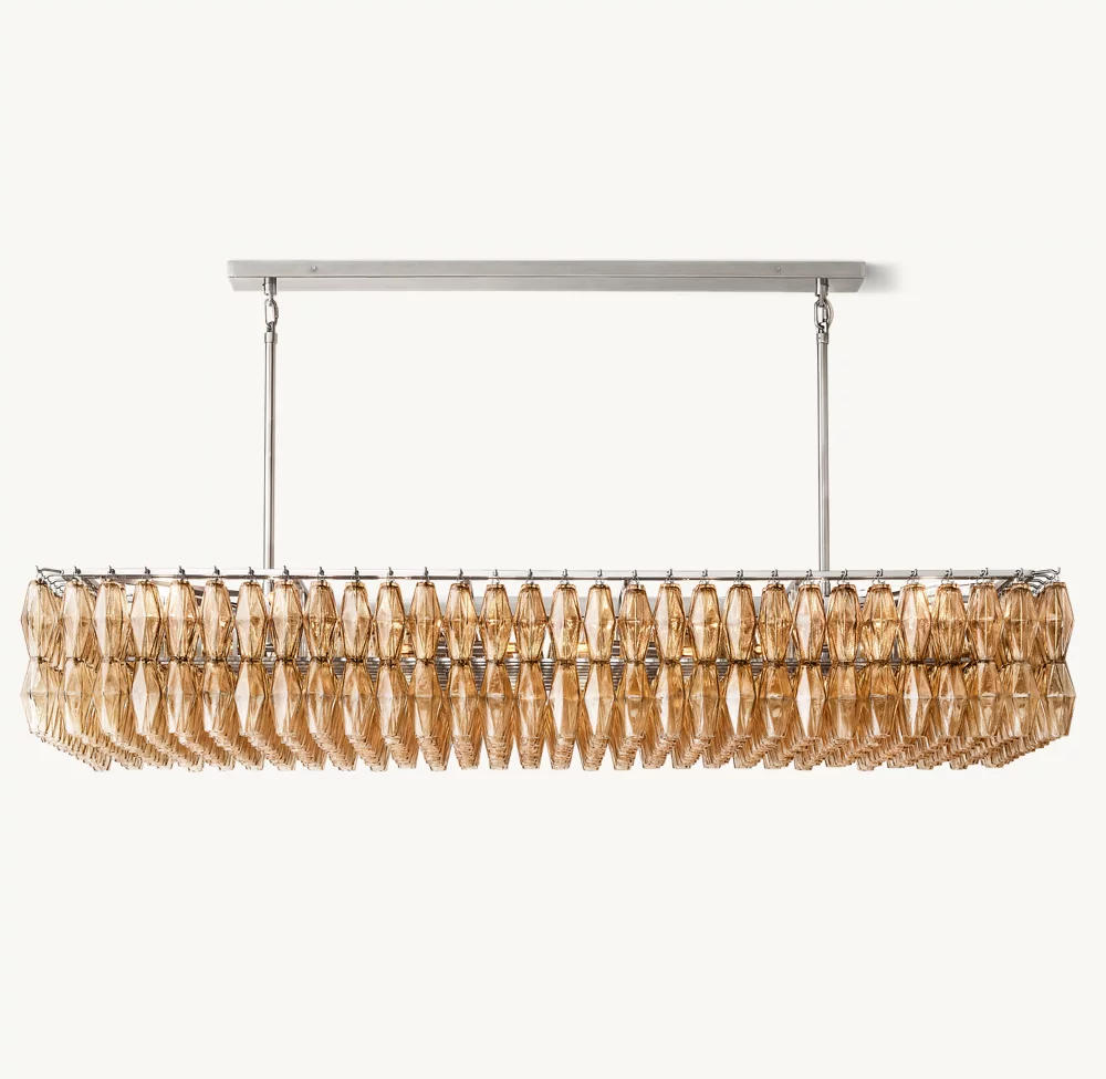 CHIARA SMOKE GLASS RECTANGULAR CHANDELIER 74