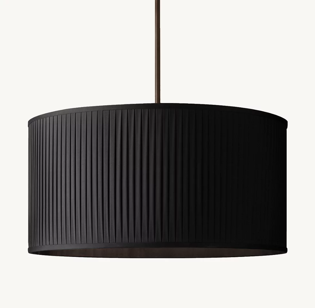 REED BLACK PLEATED DRUM PENDANT - Finish Options, Fabric Options
