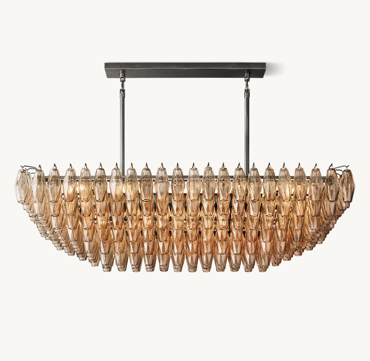 CHIARA SMOKE GLASS TIERED RECTANGULAR CHANDELIER 54