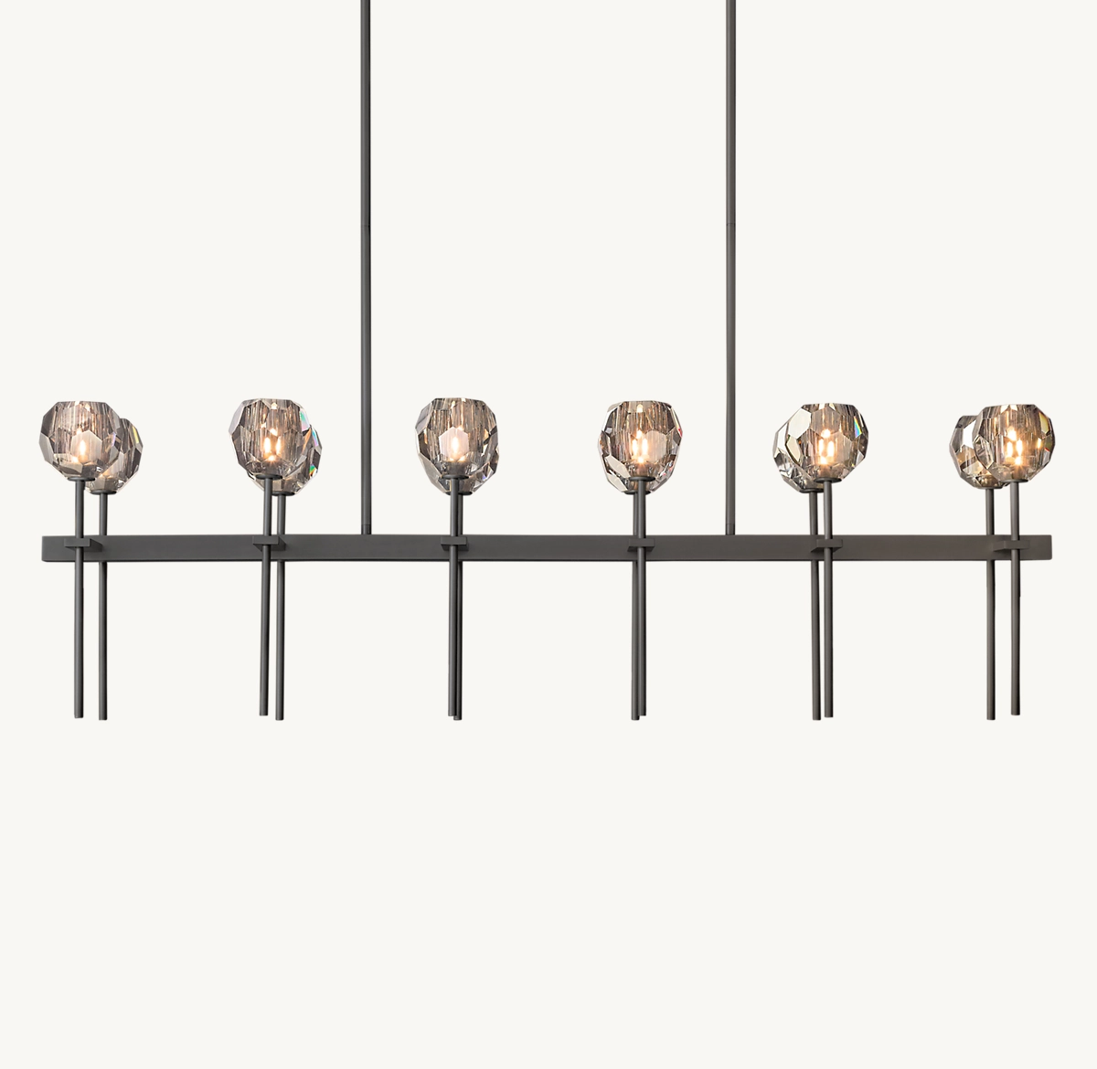 BOULE DE CRISTAL SMOKE GLASS DOUBLE LINEAR CHANDELIER 60
