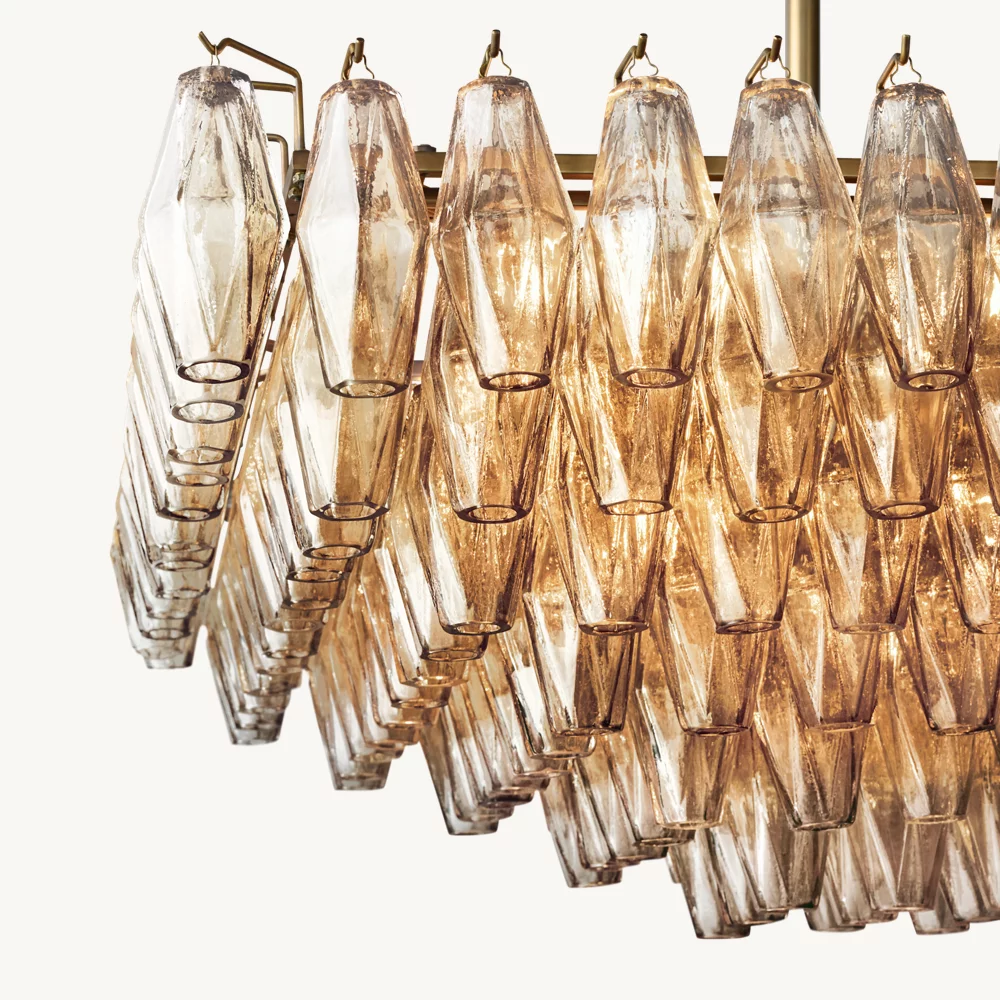 CHIARA SMOKE GLASS TIERED RECTANGULAR CHANDELIER 74
