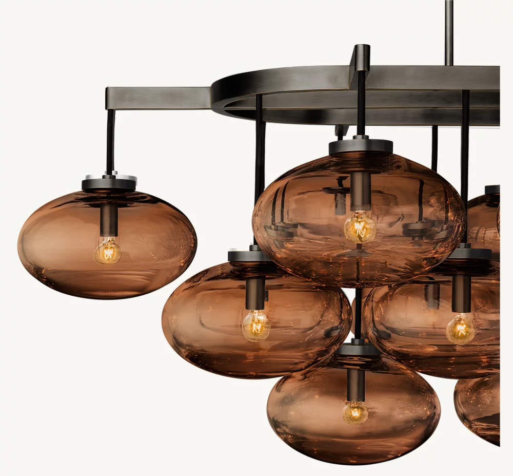 CABRETTE AMBER GLASS LINEAR CHANDELIER 72