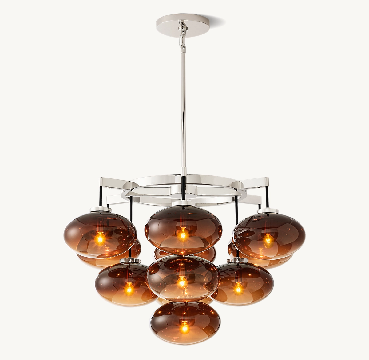 CABRETTE AMBER GLASS ROUND CHANDELIER 36