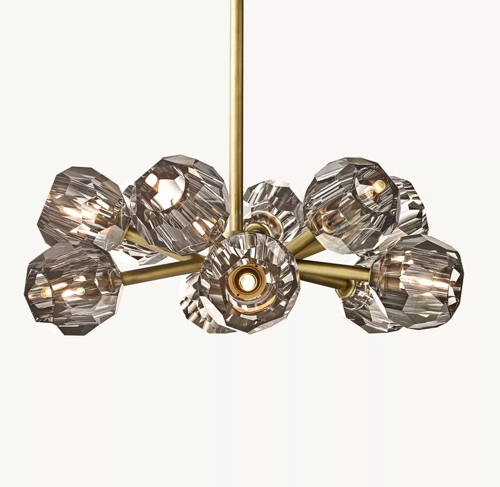 BOULE DE CRISTAL SMOKE GLASS ROUND CHANDELIER 24