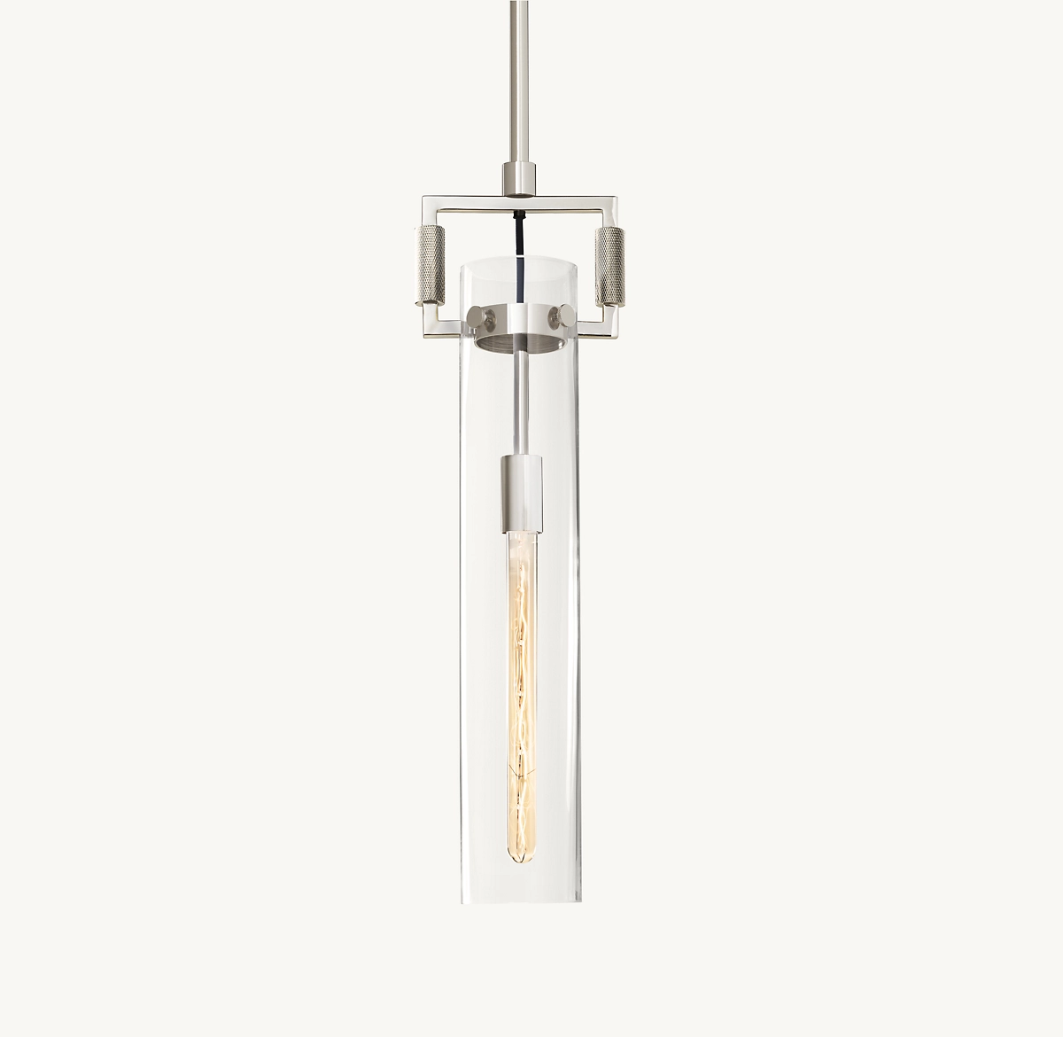 MACHINIST GLASS CYLINDER PENDANT - Polished Nickel