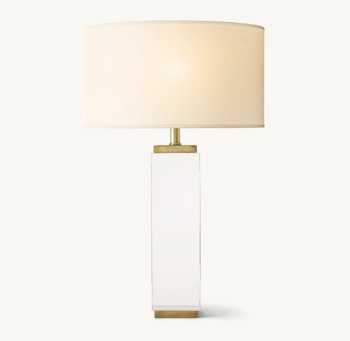 SQUARE COLUMN CRYSTAL TABLE LAMP - Lacquered Burnished Brass