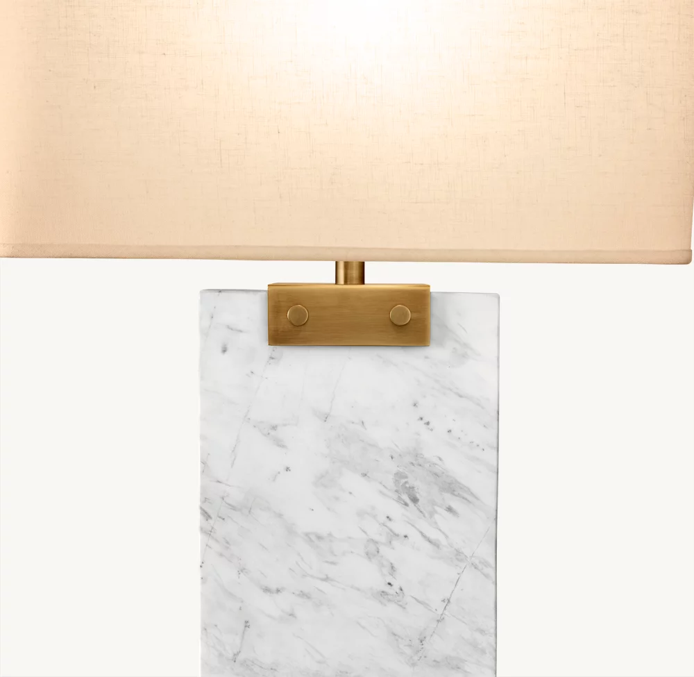 RECTANGULAR COLUMN MARBLE TABLE LAMP - Image 2