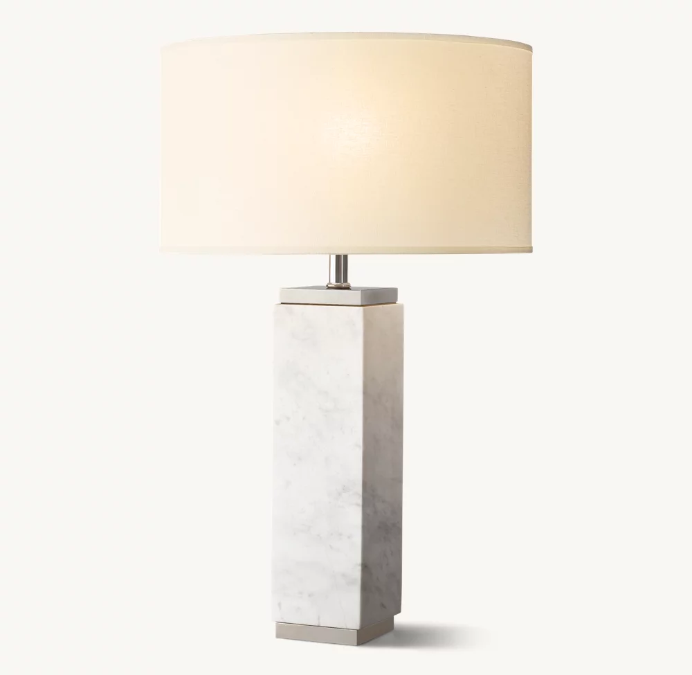 SQUARE COLUMN MARBLE TABLE LAMP - Image 2