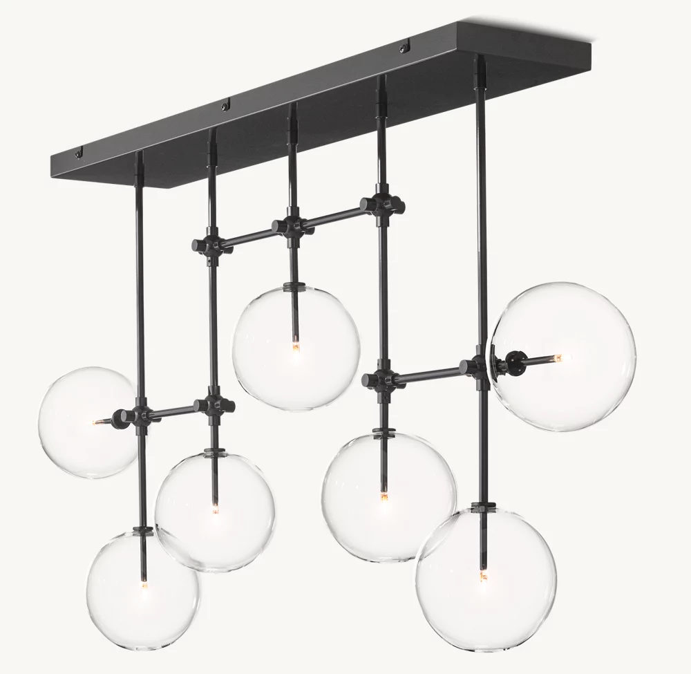 GLASS GLOBE MOBILE LINEAR CHANDELIER 60