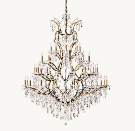 19TH C. ROCOCO IRON & CRYSTAL ROUND CHANDELIER 60
