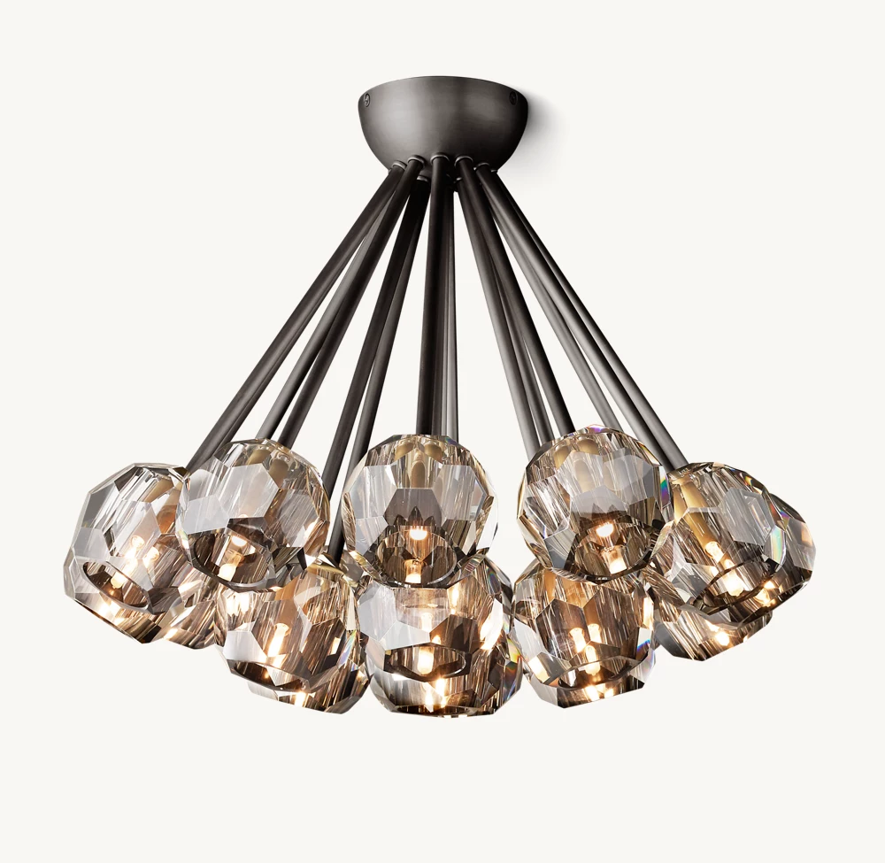 BOULE DE CRISTAL SMOKE GLASS FLUSHMOUNT 24