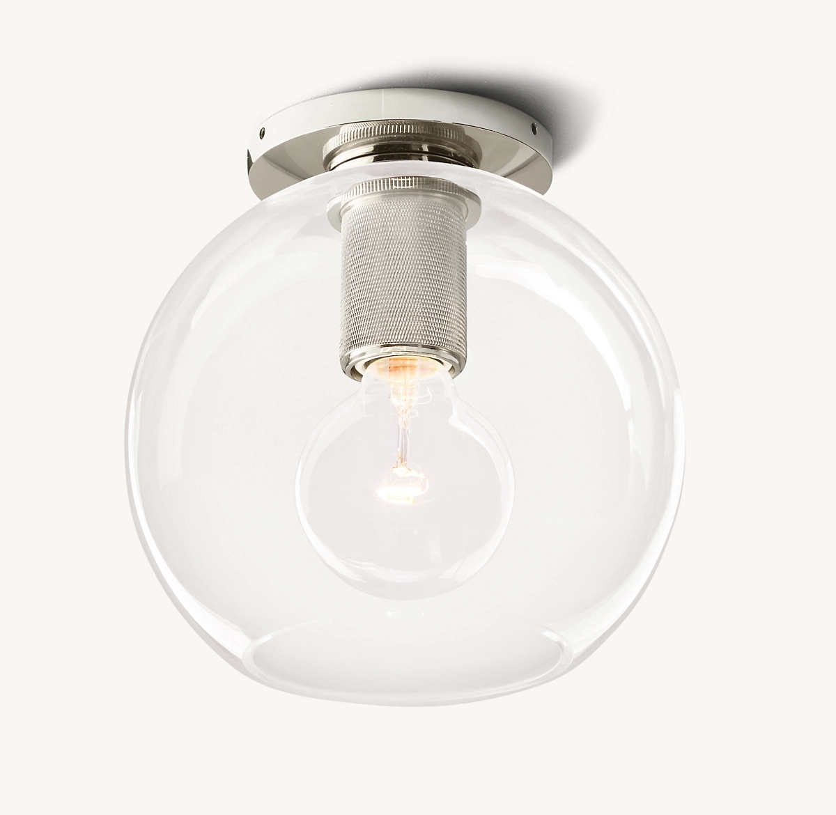 UTILITAIRE GLOBE SHADE FLUSHMOUNT - Polished Nickel