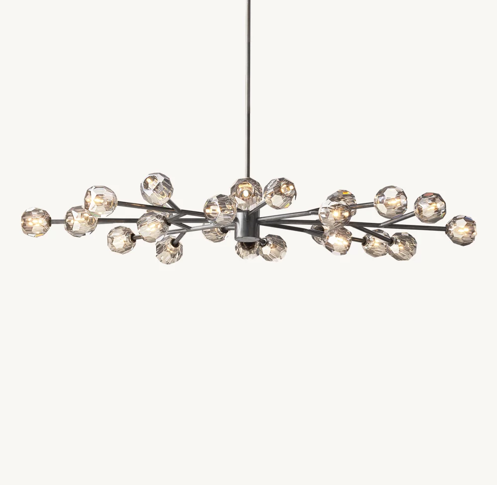 BOULE DE CRISTAL SMOKE GLASS OVAL CHANDELIER 72